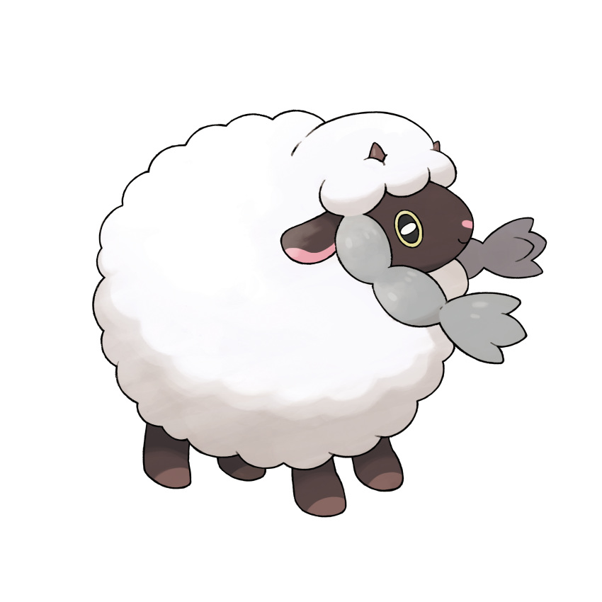 absurdres artist_request black_eyes closed_mouth full_body gen_8_pokemon happy highres horns no_humans official_art outline pokemon pokemon_(creature) pokemon_(game) pokemon_swsh smile solo standing transparent_background white_outline wooloo yellow_sclera
