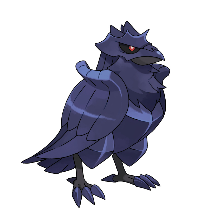 absurdres bird black_sclera claws corviknight crow full_body highres no_humans official_art pokemon pokemon_(creature) pokemon_(game) pokemon_swsh red_eyes sharp_claws standing