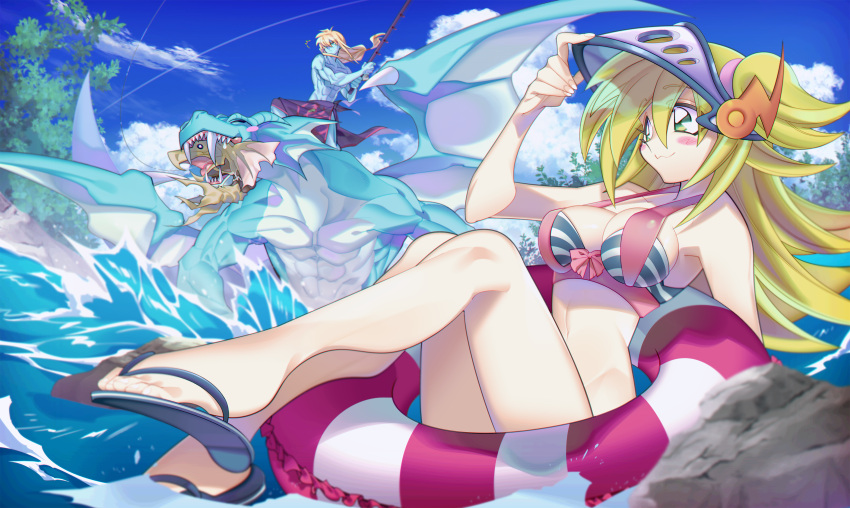 1girl absurdres bikini cute dark_magician_girl duel_monster highres innertube misaka_(missa) tagme water yuu-gi-ou