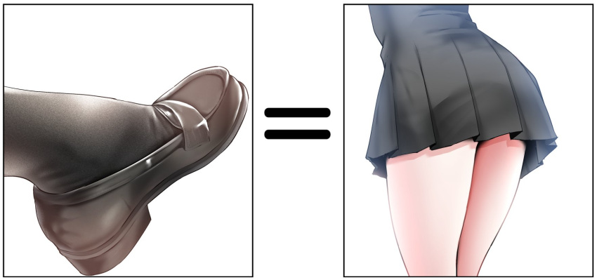 1girl black_dress black_footwear black_legwear commentary_request dress equal_sign highres loafers lower_body oouso original shoes simple_background white_background