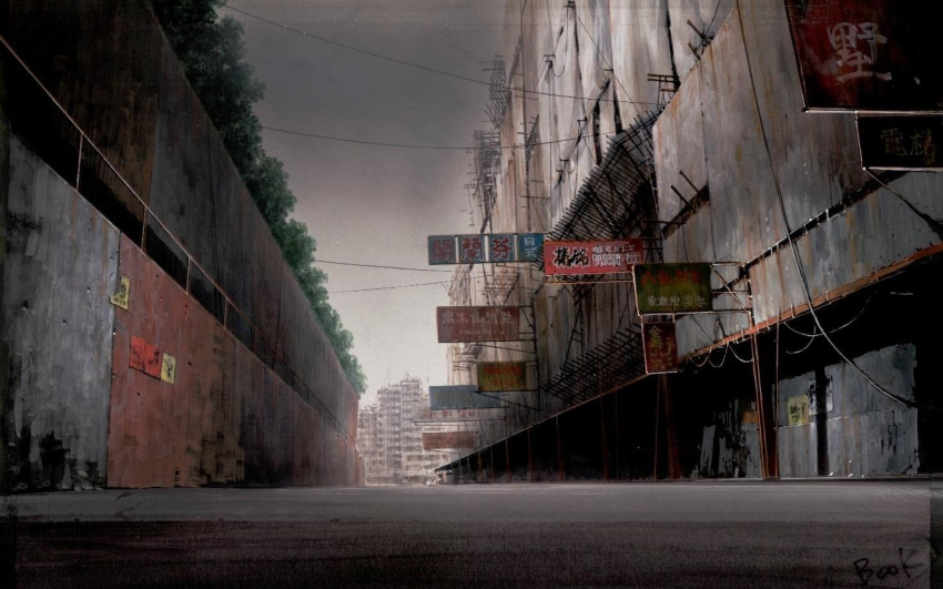 background city cityscape ghost_in_the_shell graffiti morbid scenery street wallpaper