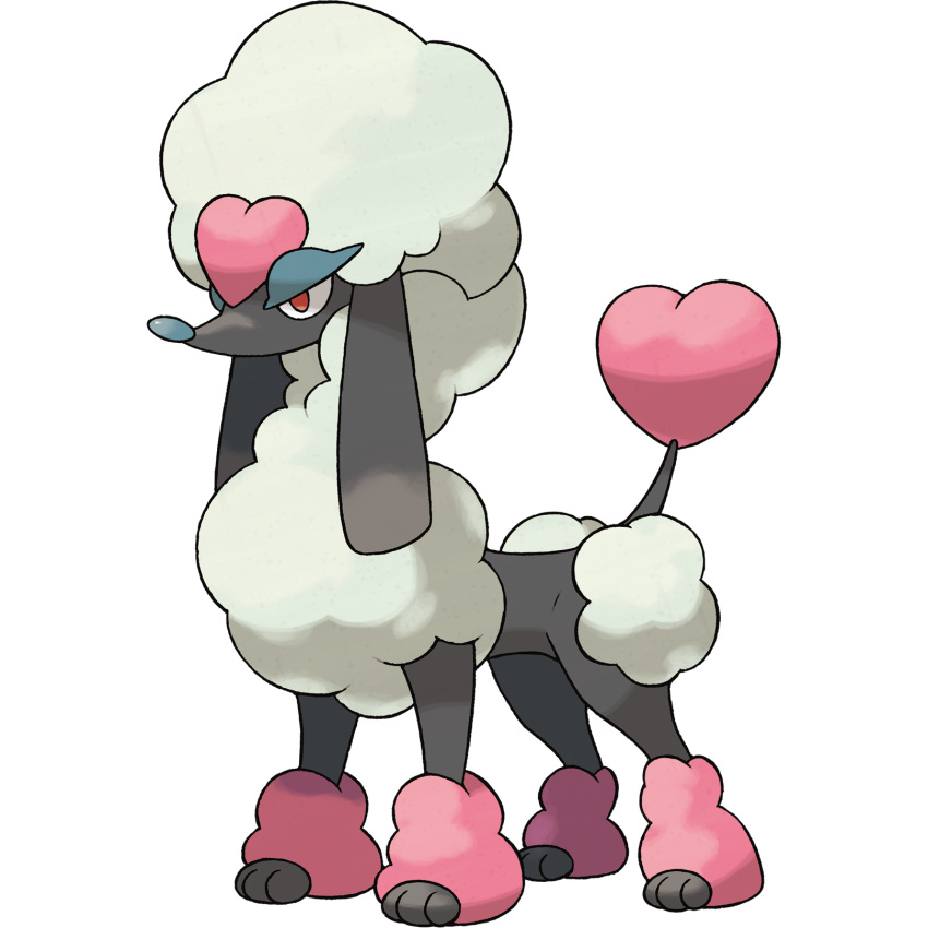 alternate_form animal_focus artist_request dog full_body furfrou furfrou_(heart) highres no_humans official_art pokemon pokemon_(creature) pokemon_focus pokemon_xy red_eyes solo third-party_source transparent_background