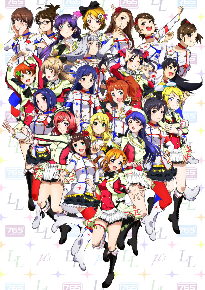 6+girls akizuki_ritsuko amami_haruka animelo_summer_live ayase_eli futami_ami futami_mami ganaha_hibiki hagiwara_yukiho highres hoshii_miki hoshizora_rin idolmaster idolmaster_(classic) idolmaster_movie jorori kikuchi_makoto kisaragi_chihaya koizumi_hanayo kousaka_honoka love_live! love_live!_school_idol_project minami_kotori minase_iori miura_azusa multiple_girls nishikino_maki shijou_takane sonoda_umi starpiece_memories sunny_day_song takatsuki_yayoi toujou_nozomi yazawa_nico