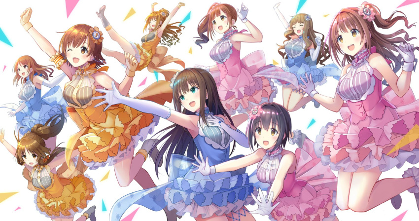 6+girls highres hino_akane_(idolmaster) honda_mio houjou_karen idolmaster idolmaster_cinderella_girls igarashi_kyouko kamiya_nao kohinata_miho long_hair multiple_girls shibuya_rin shimamura_uzuki smile takamori_aiko u_rin