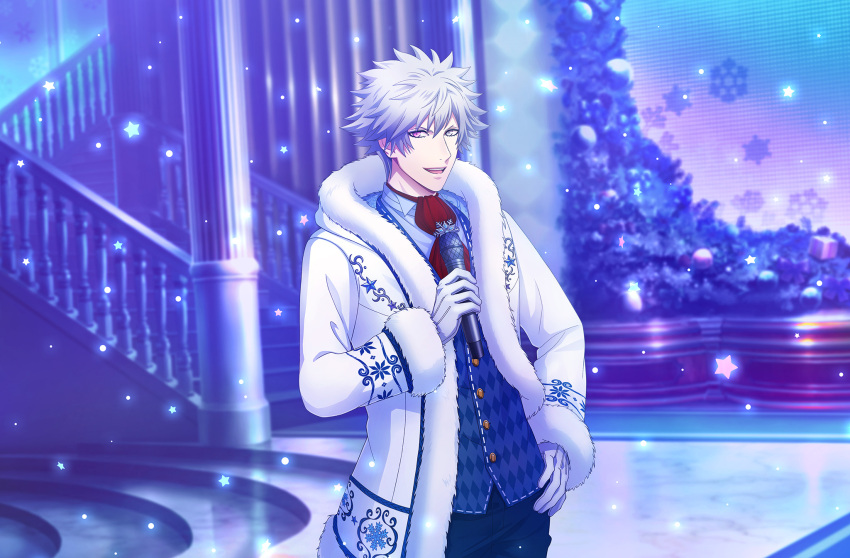 1boy grey_eyes kurosaki_ranmaru solo uta_no_prince-sama white_hair