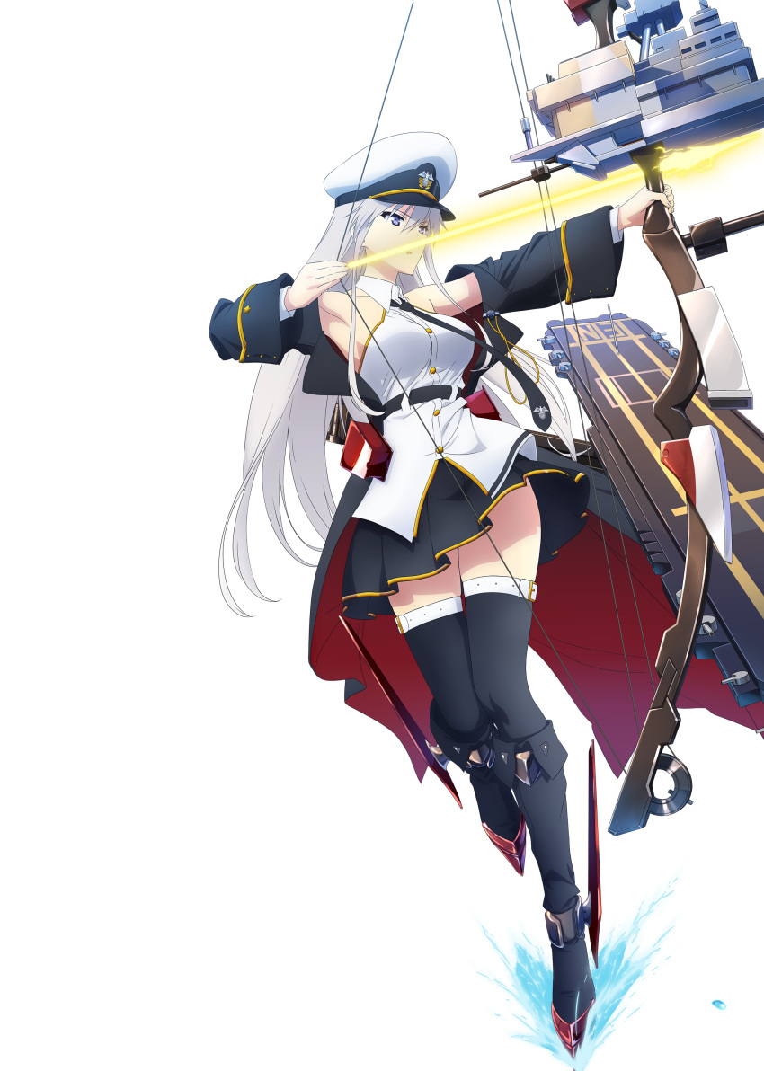 1girl absurdres azur_lane boots character_request highres long_hair official_art thigh-highs thigh_boots violet_eyes white_hair