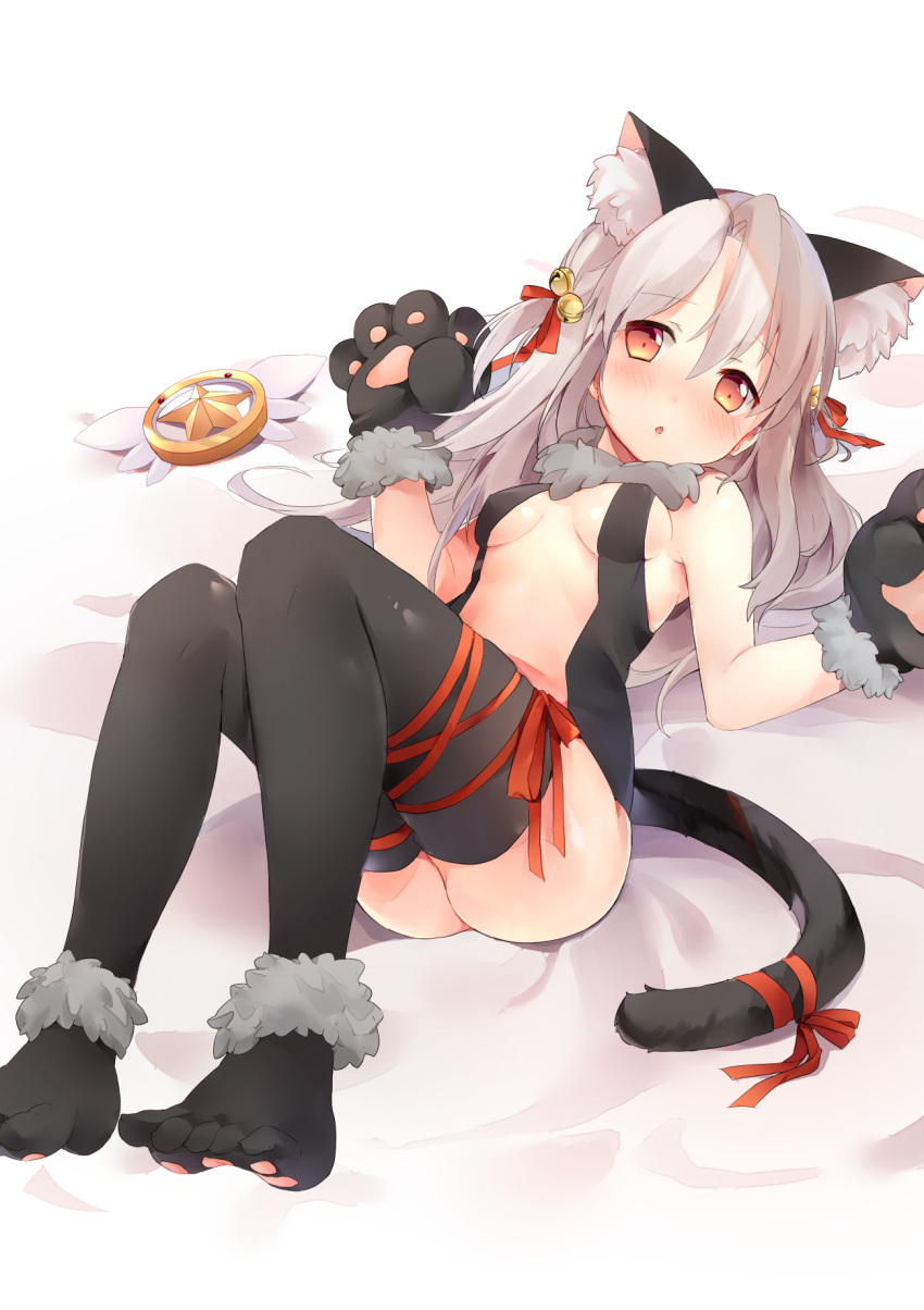 amafuyu animal_ears bare_arms bare_shoulders cat_ears cat_tail fate/grand_order fate/kaleid_liner_prisma_illya fate/stay_night fate_(series) feet highres illyasviel_von_einzbern silver_hair tail