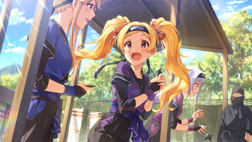 blonde_hair blush emily_stuart idolmaster_million_live!_theater_days long_hair smile twintails violet_eyes yukata