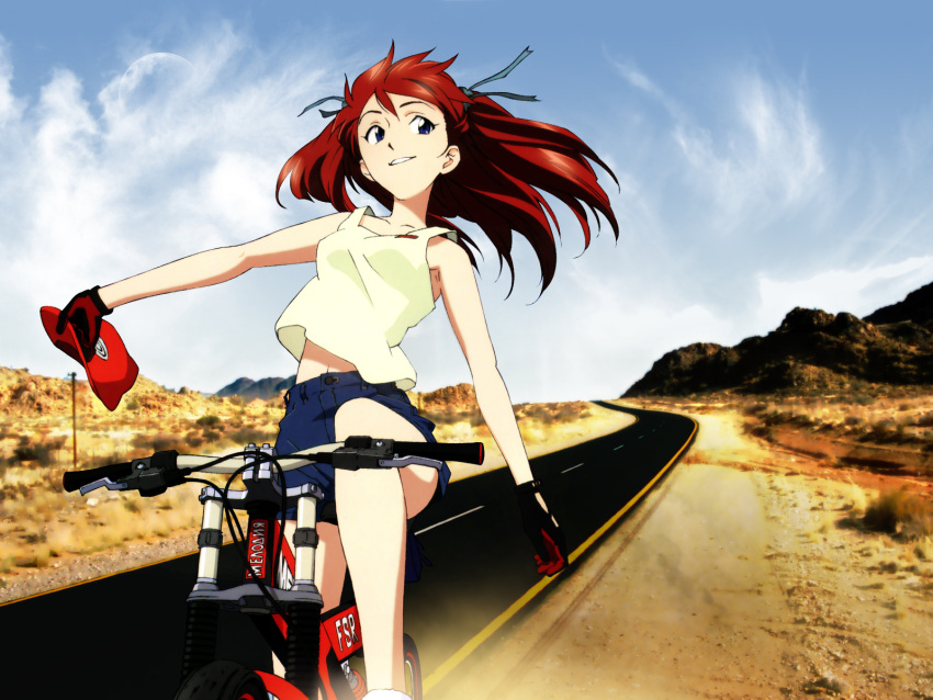 bicycle desert neon_genesis_evangelion souryuu_asuka_langley tagme