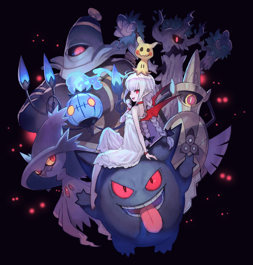Gengar, red eyes, Pokémon, purple background, black background