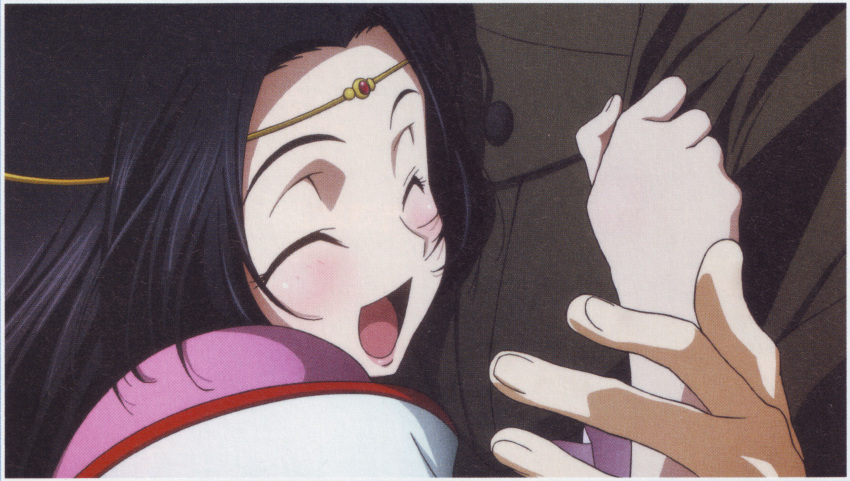 :d blush closed_eyes code_geass code_geass:_lost_colors highres long_hair open_mouth scan smile sumeragi_kaguya
