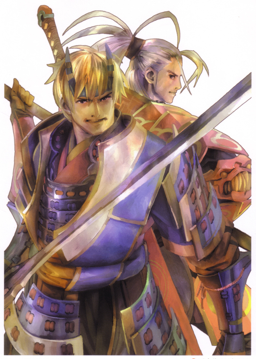 armor blonde_hair headband highres kaijin_no_souki nankobo_tenkai nankoubou_tenkai onimusha onimusha:_dawn_of_dreams sword weapon yuki_hideyasu