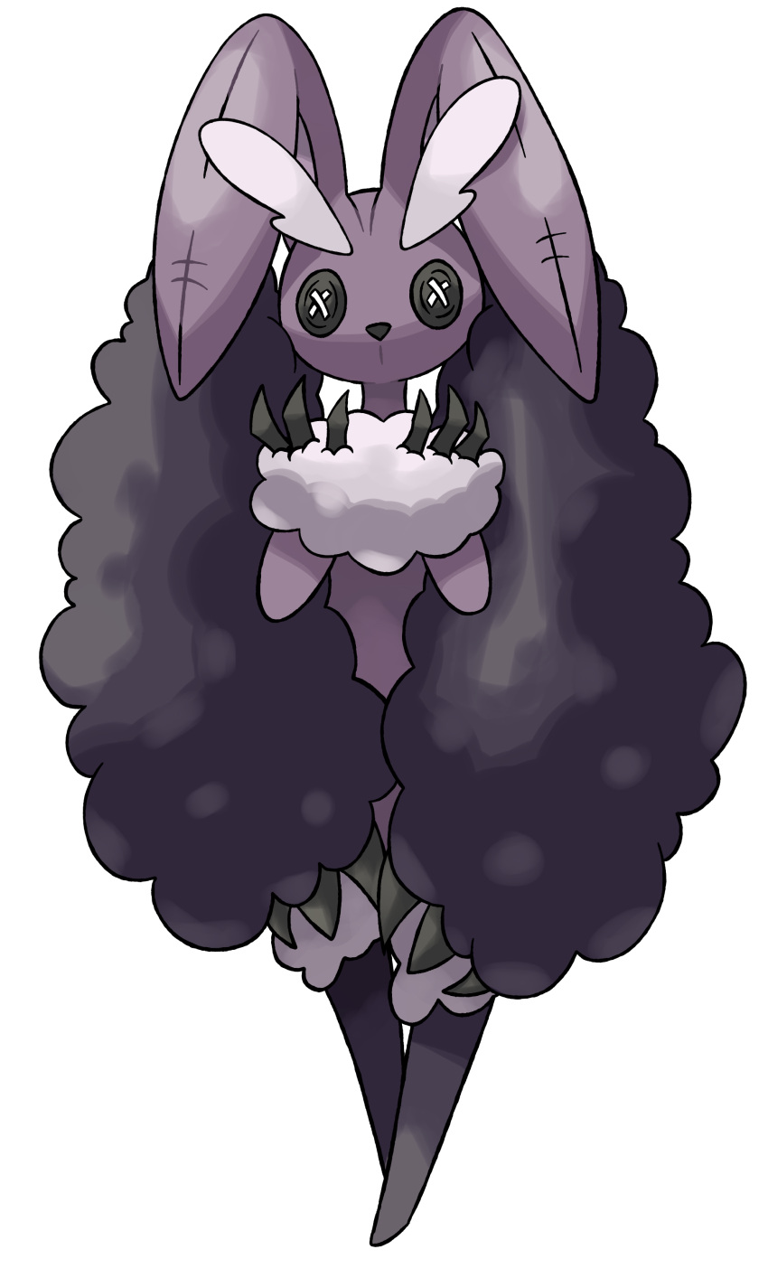 absurdres animal_ears black_eyes button_eyes claws cowctus doll english_commentary full_body furry gen_4_pokemon hands_up highres looking_at_viewer lopunny no_humans no_mouth pokemon pokemon_(creature) rabbit_ears solo standing transparent_background