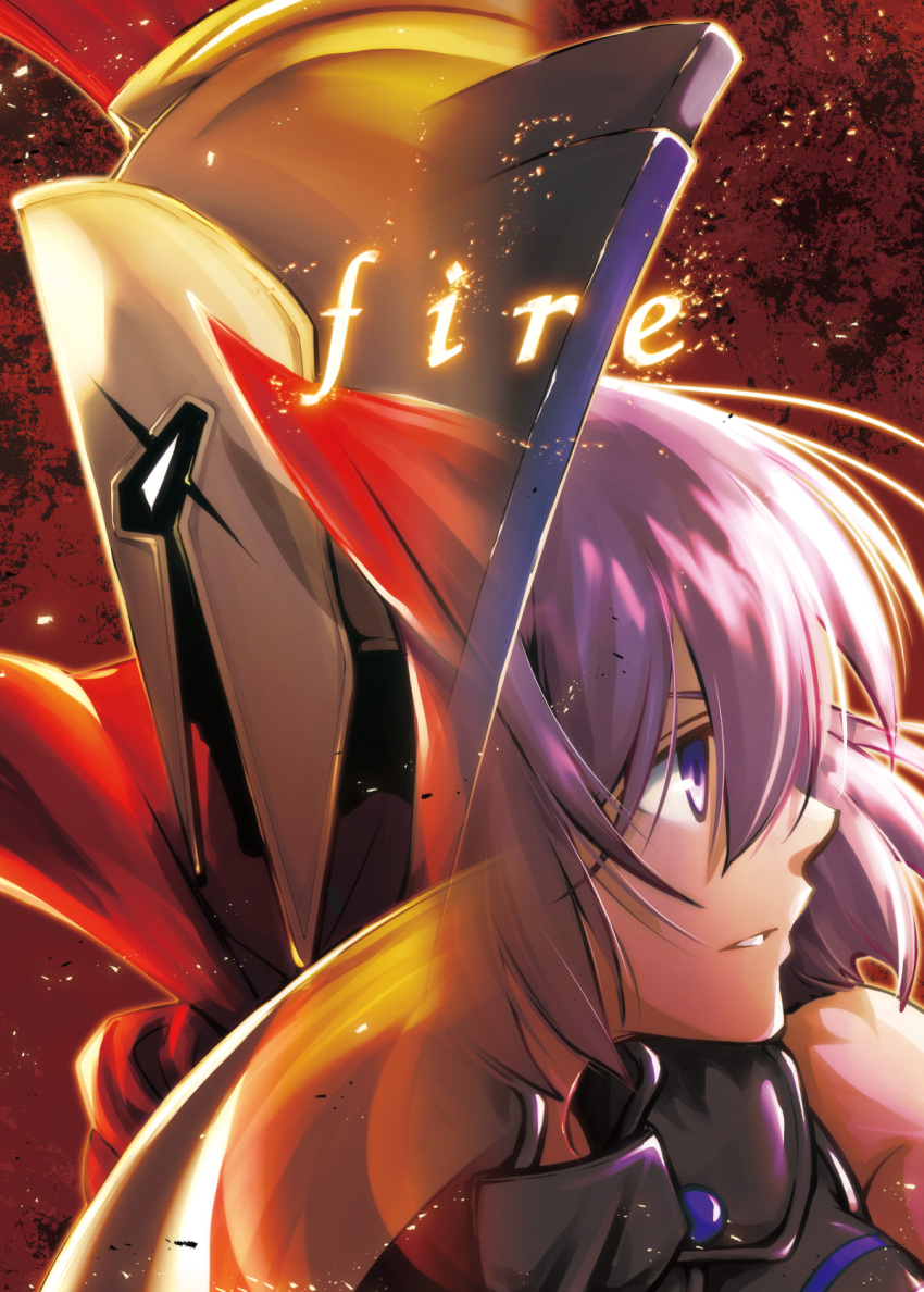 1boy 1girl cape cover cover_page doujin_cover fate/grand_order fate_(series) helmet highres leonidas_(fate/grand_order) mash_kyrielight mozukuzukuzuku popped_collar profile purple_hair red_cape short_hair upper_body violet_eyes