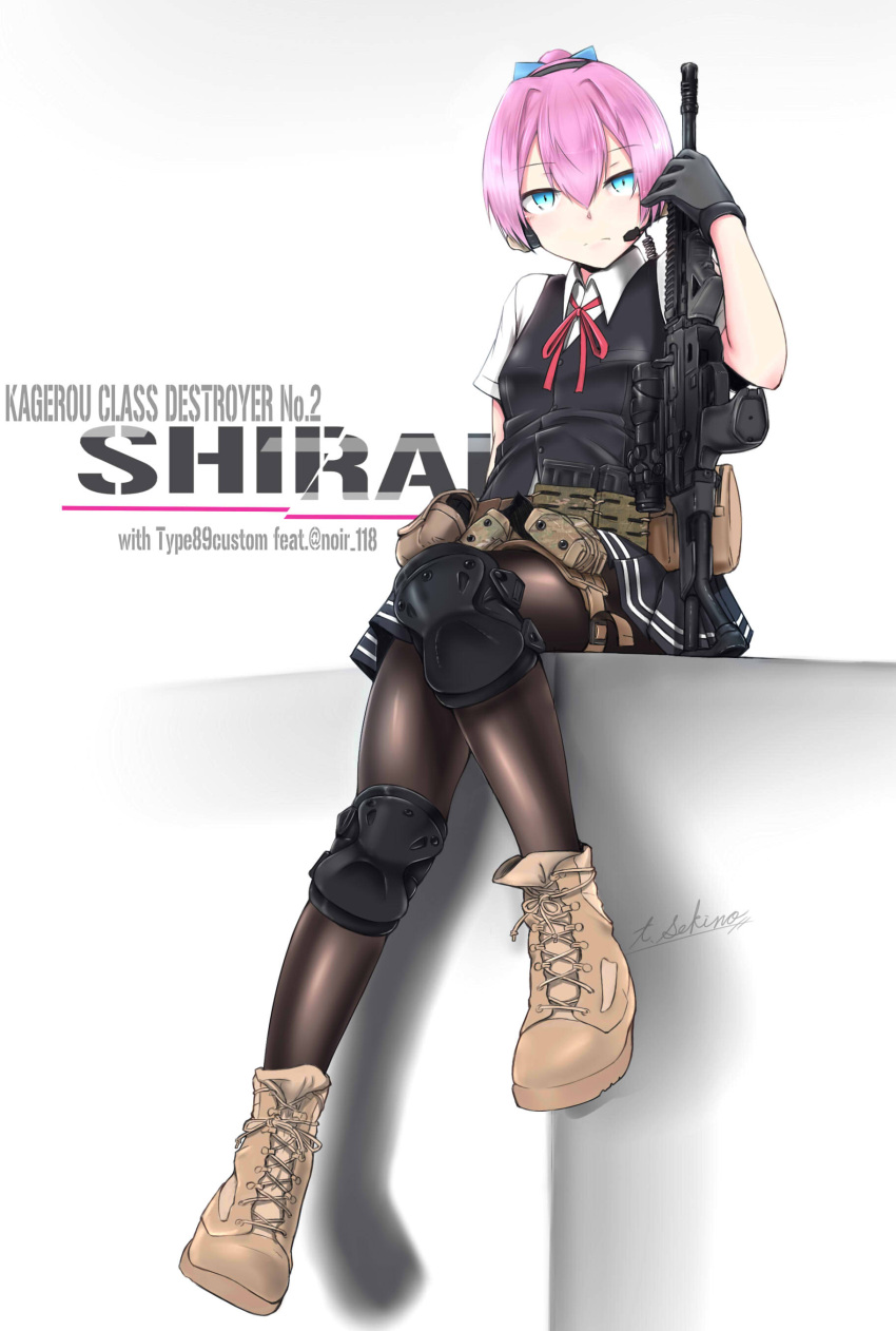 1girl absurdres gun highres kantai_collection pink_hair sekino_takehiro shiranui_(kantai_collection) weapon