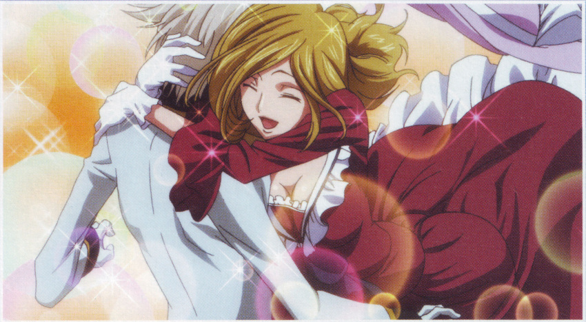 cleavage closed_eyes code_geass code_geass:_lost_colors gloves highres milly_ashford rai scan