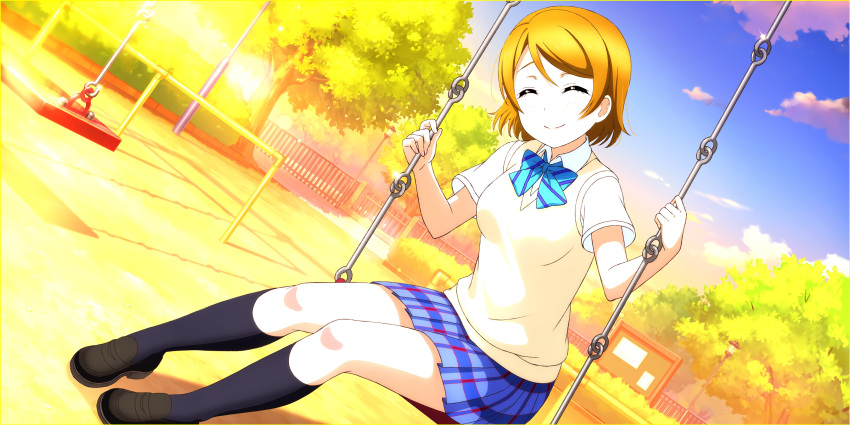 blush brown_hair closed_eyes koizumi_hanayo love_live!_school_idol_festival_all_stars school_uniform short_hair smile