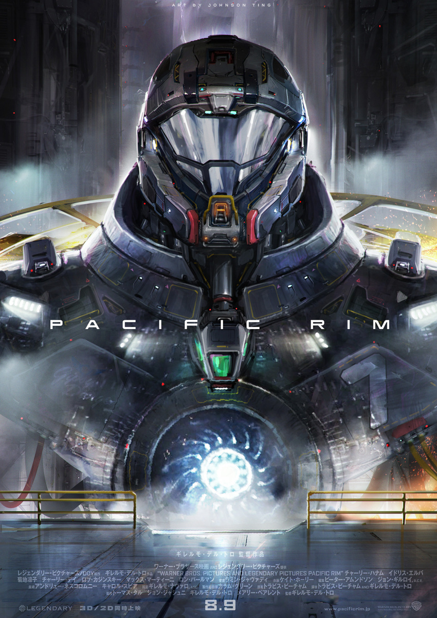 1other armor artist_name cable commentary copyright_name cover energy english_commentary fake_ad fake_cover giant glowing hangar highres johnson_ting machinery mecha nuclear_reactor original pacific_rim:_uprising railing reactor_(module) realistic robot science_fiction shiny signature solo translation_request upper_body