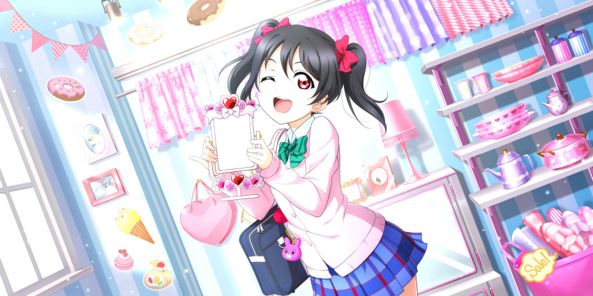 black_hair blush long_hair love_live!_school_idol_festival_all_stars red_eyes school_uniform smile yazawa_nico