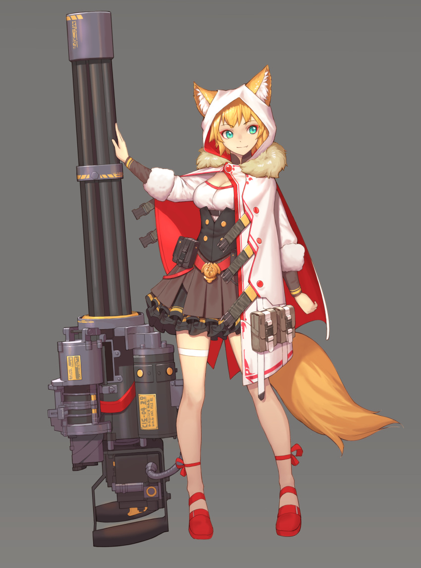 1girl absurdres animal_ears character_sheet fox_ears gun highres military original tamamo_no_mae_(mythology) tsuki_suigetsu weapon