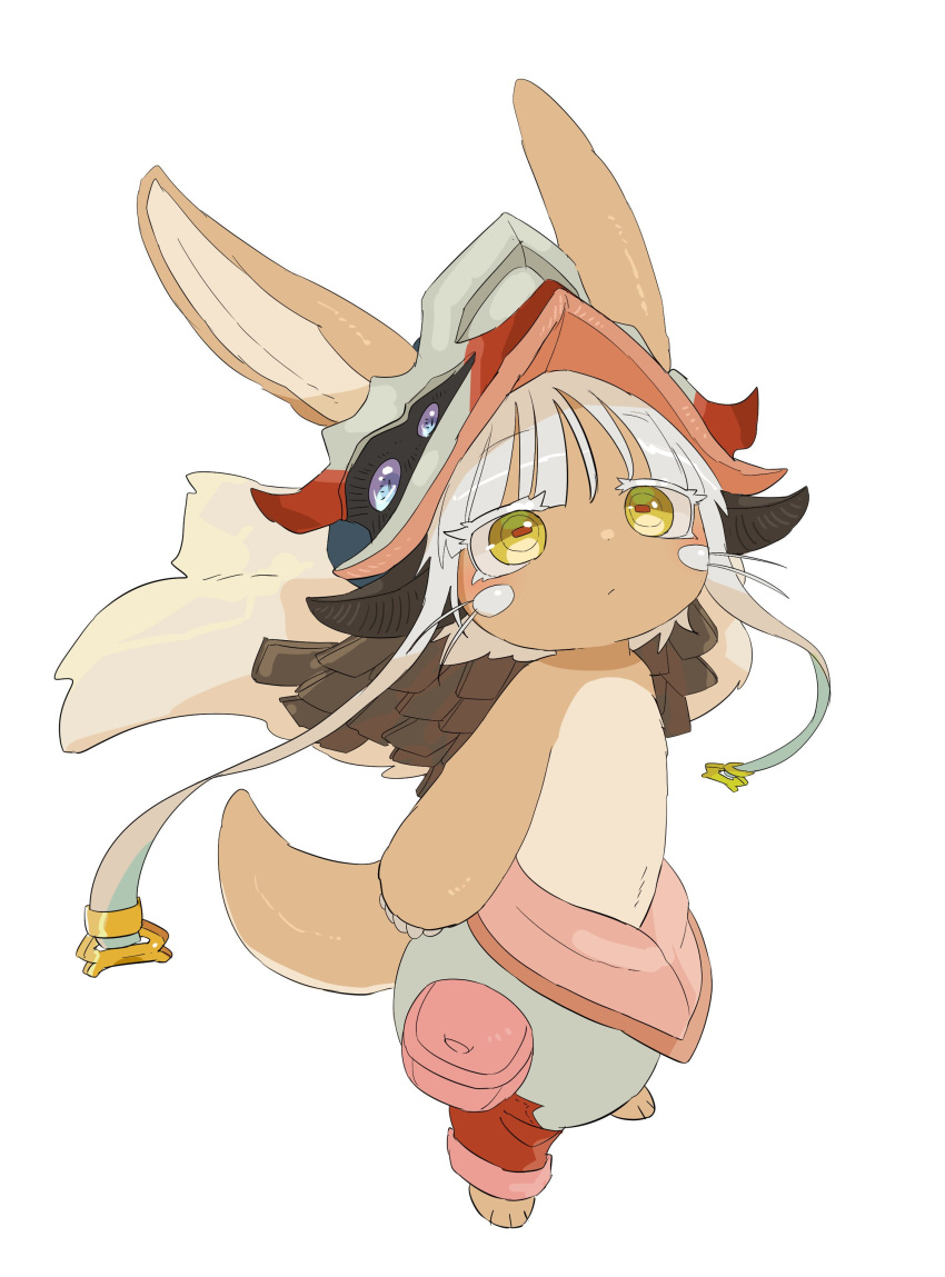 1other absurdres blush brown_eyes closed_mouth eyebrows_visible_through_hair full_body furry highres kawasemi27 looking_at_viewer made_in_abyss nanachi_(made_in_abyss) short_hair whiskers white_hair