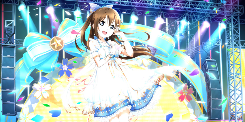 blue_eyes blush brown_hair dress long_hair love_live!_school_idol_festival_all_stars oikawa_shizuku smile