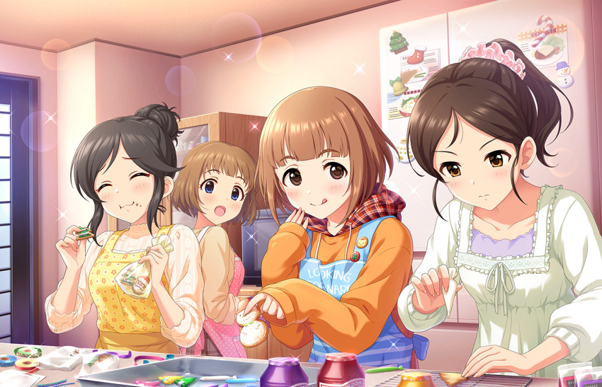 ayase_honoka blush brown_hair dress green_eyes idolmaster idolmaster_cinderella_girls_starlight_stage kitami_yuzu kudou_shinobu momoi_azuki short_hair