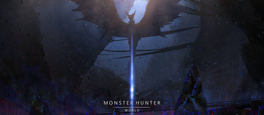 beam canyon copyright_name dragon embers flying horns monster_hunter monster_hunter:_world no_humans otsumami_(bu-bu-heaven) rock safi'jiva silhouette wings