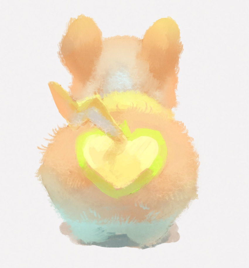 dog facing_away fluffy from_behind full_body gen_8_pokemon heart highres manino_(mofuritaionaka) no_humans pokemon pokemon_(creature) simple_background solo yamper