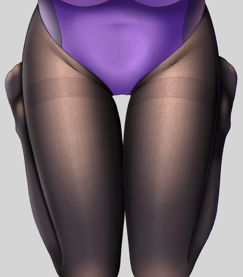 1girl black_legwear breasts fine_fabric_emphasis grey_background groin gurande_(g-size) gusset head_out_of_frame highres large_breasts leotard original pantyhose purple_leotard seiza simple_background sitting solo thigh_gap thighband_pantyhose