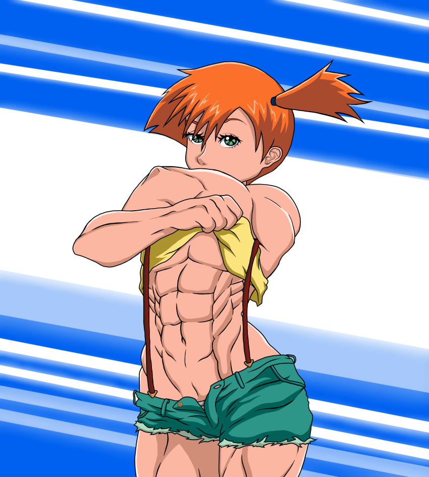 abs absurdres ambientx7 highres kasumi_(pokemon) md5_mismatch muscle muscular_female tomboy undressing