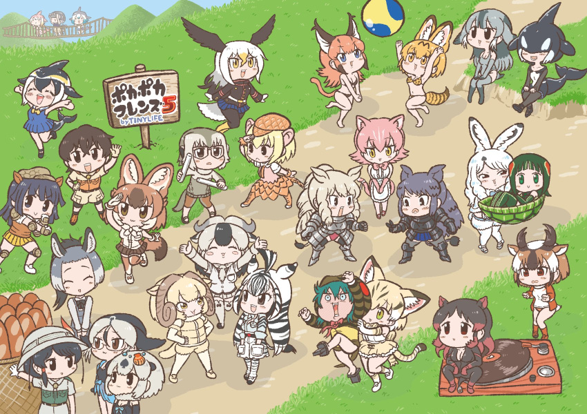 1boy 6+girls :&gt; :3 ^_^ animal_ears animal_print apron aqua_hair arctic_hare_(kemono_friends) arm_up armadillo_ears armadillo_tail armor armored_boots arms_up artist_name bald_eagle_(kemono_friends) ball bangs bare_arms bare_legs basket bearded_seal_(kemono_friends) binoculars bird_tail bird_wings black_eyes black_hair black_rhinoceros_(kemono_friends) blonde_hair blowhole blue_eyes blue_wildebeest_(kemono_friends) blush blush_stickers boots bow bowtie bread breast_pocket breastplate broken brown_eyes brown_hair bunny_tail buruma c: california_sea_lion_(kemono_friends) californian_sea_otter_(kemono_friends) captain_(kemono_friends_3) caracal_(kemono_friends) caracal_ears caracal_tail carrying cat_ears cat_tail catsuit chapman's_zebra_(kemono_friends) chibi chinese_white_dolphin_(kemono_friends) closed_eyes closed_mouth common_bottlenose_dolphin_(kemono_friends) common_dolphin_(kemono_friends) day dhole_(kemono_friends) dog_ears dog_tail dolphin_tail donkey_(kemono_friends) donkey_ears dorsal_fin dress elbow_gloves elbow_pads extra_ears eyebrows_visible_through_hair fingerless_gloves fins food full-face_blush fur_collar furrowed_eyebrows gauntlets geta giant_armadillo_(kemono_friends) giant_pangolin_(kemono_friends) glasses gloves grass green_hair grey_hair hair_between_eyes hair_ornament hair_over_eyes hand_on_hip hands_in_pockets hands_on_hips hat hat_feather head_fins head_wings helmet high_ponytail highres hippopotamus_(kemono_friends) hippopotamus_ears holding hood hood_up hoodie horizontal_pupils horns jacket kemono_friends kemono_friends_3 knee_pads kotobuki_(tiny_life) legwear_under_shorts light_brown_hair long_hair long_sleeves looking_afar looking_at_another looking_at_viewer medium_hair meerkat_(kemono_friends) meerkat_ears meerkat_tail multicolored_hair multiple_girls narwhal_(kemono_friends) narwhal_tail one-piece_swimsuit open_mouth orca_(kemono_friends) otter_ears outdoors outstretched_arms pangolin_ears pangolin_tail panther_ears panther_tail pantyhose parted_bangs peach_panther_(kemono_friends) phonograph pink_hair pith_helmet platinum_blonde_hair playing_games pocket print_shirt pronghorn_(kemono_friends) rabbit_ears record red-eared_slider_(kemono_friends) redhead rhinoceros_ears rhinoceros_tail sand_cat_(kemono_friends) sand_cat_print seal_tail serval_(kemono_friends) serval_ears serval_tail sheep_(kemono_friends) sheep_ears sheep_horns sheep_tail shirt shoes short_dress short_over_long_sleeves short_sleeves shorts sign sitting skirt sleeveless sleeveless_dress sleeveless_shirt smile snake_tail standing striped_hoodie sweater swimsuit tail tail_fin thigh-highs tickling tsuchinoko_(kemono_friends) turtle_shell v-shaped_eyebrows v_arms white_hair white_rhinoceros_(kemono_friends) wings wrist_cuffs yellow_eyes zebra_ears zebra_print zebra_tail zettai_ryouiki