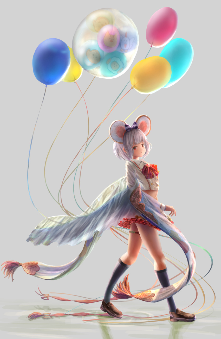 1girl animal_ears balloon chinese_zodiac dress granblue_fantasy highres mouse mouse_ears rat rat_ears skirt user_gggc4323 vikala_(granblue_fantasy) white_skirt year_of_the_rat