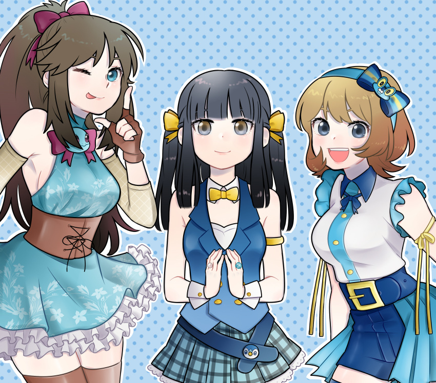 blue_(pokemon) froakie highres idol idol_clothes piplup platinum_berlitz pokemon pokemon_special squirtle y_na_gaabena