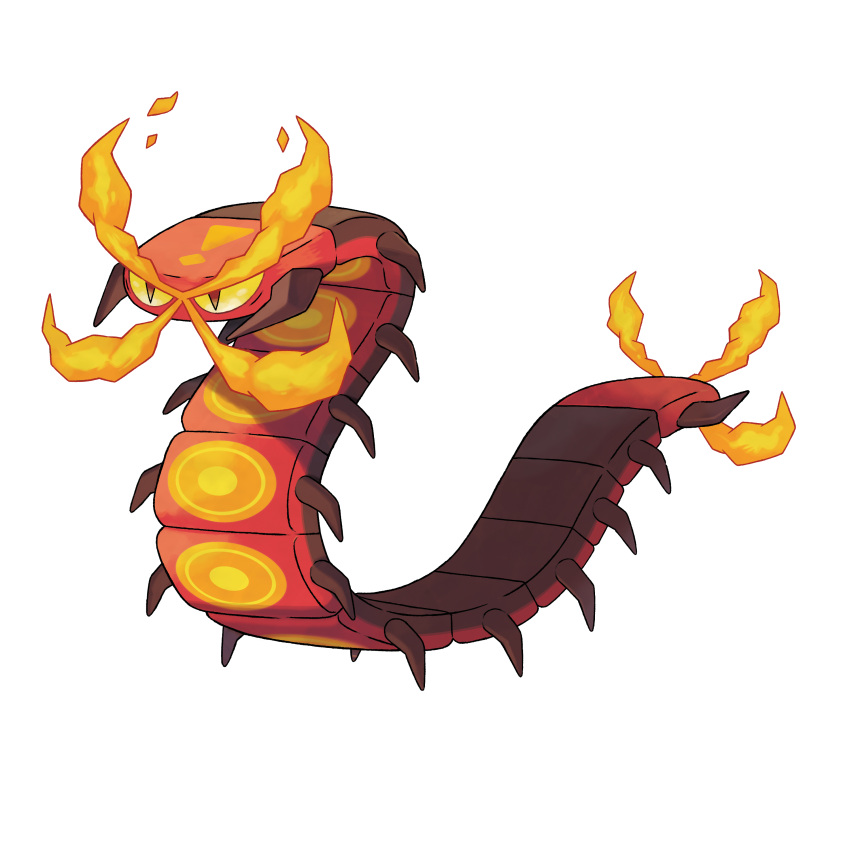 absurdres artist_request brown_eyes bug centipede centiskorch fire full_body gen_8_pokemon highres no_humans official_art pokemon pokemon_(creature) pokemon_(game) pokemon_swsh solo transparent_background yellow_sclera