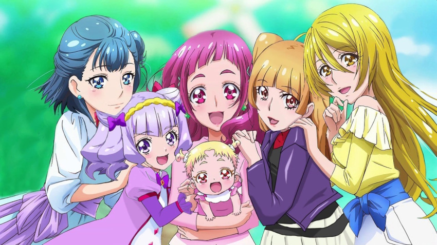 6+girls aisaki_emiru blonde_hair blue_eyes blue_hair brown_hair hug-tan_(precure) hugtto!_precure kagayaki_homare long_hair multiple_girls nono_hana pink_eyes pink_hair precure purple_hair ruru_amour short_hair violet_eyes yakushiji_saaya yellow_eyes