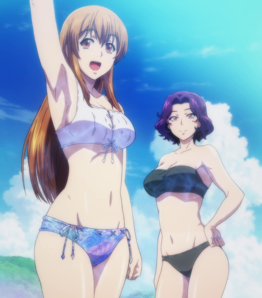 2girls adult bikini breasts grand_blue hamaoka_azusa kotegawa_nanaka purple_hair