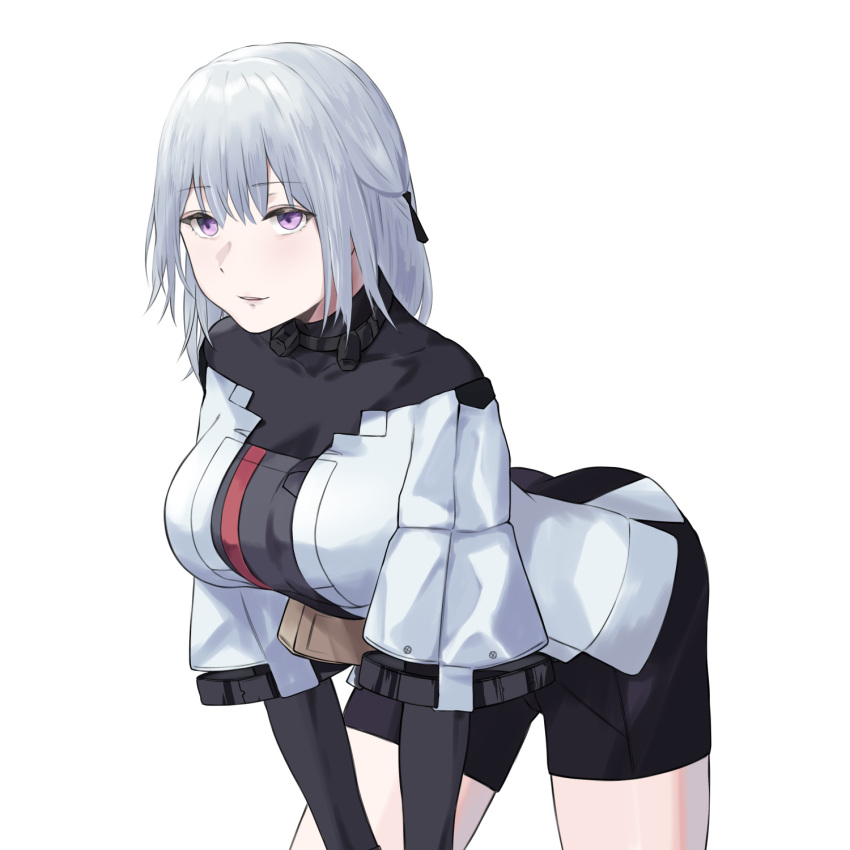 1girl breasts defy_(girls_frontline) girls_frontline green_hair highres looking_at_viewer military military_uniform open_mouth rpk-16_(girls_frontline) short_hair simple_background solo talnory uniform violet_eyes white_background