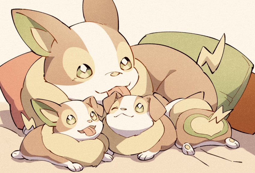 dog gen_8_pokemon green_eyes highres kuhu1212 licking no_humans pokemon pokemon_(creature) puppy smile tongue tongue_out yamper