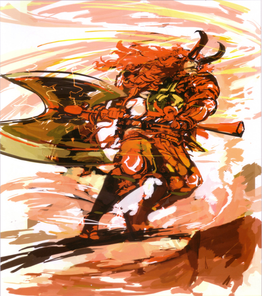 armor axe highres horns sengoku_basara takeda_shingen tsuchibayashi_makoto warrior weapon