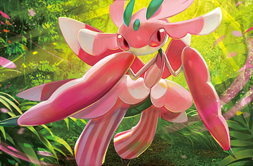 creature day egawa_akira full_body gen_5_pokemon lurantis nature no_humans official_art outdoors plant pokemon pokemon_(creature) pokemon_trading_card_game solo standing sunlight third-party_source