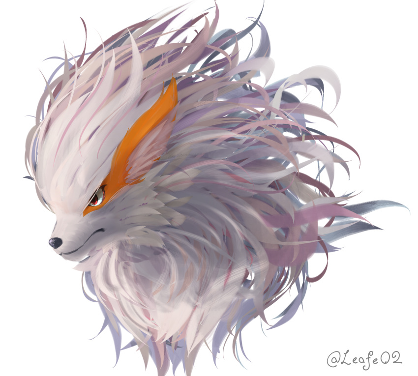 arcanine artist_name closed_mouth commentary_request face gen_1_pokemon highres leafe02 no_humans pokemon pokemon_(creature) red_eyes solo transparent_background twitter_username