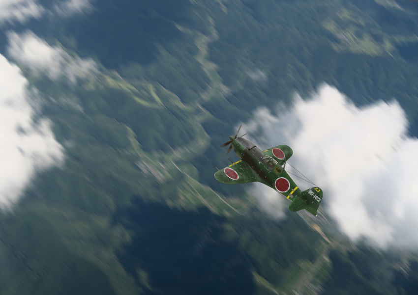 absurdres aircraft airplane clouds grass highres j2m_raiden landscape military motion_blur nature original outdoors propeller road scenery soranokakera01 tree world_war_ii