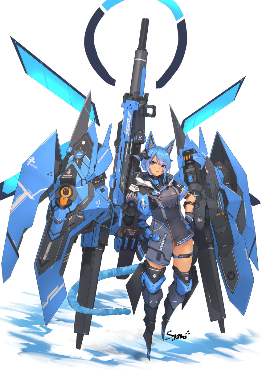 1girl absurdres animal_ears blue_theme cat_ears highres mecha mecha_musume original syaha