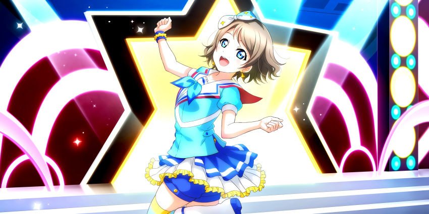 blue_eyes blush dress grey_hair love_live!_school_idol_festival_all_stars short_hair smile watanabe_you