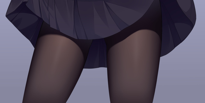 1girl black_legwear black_skirt close-up fengli_(709622571) grey_background highres low_wings miniskirt original pantyhose simple_background skirt solo thighs wings