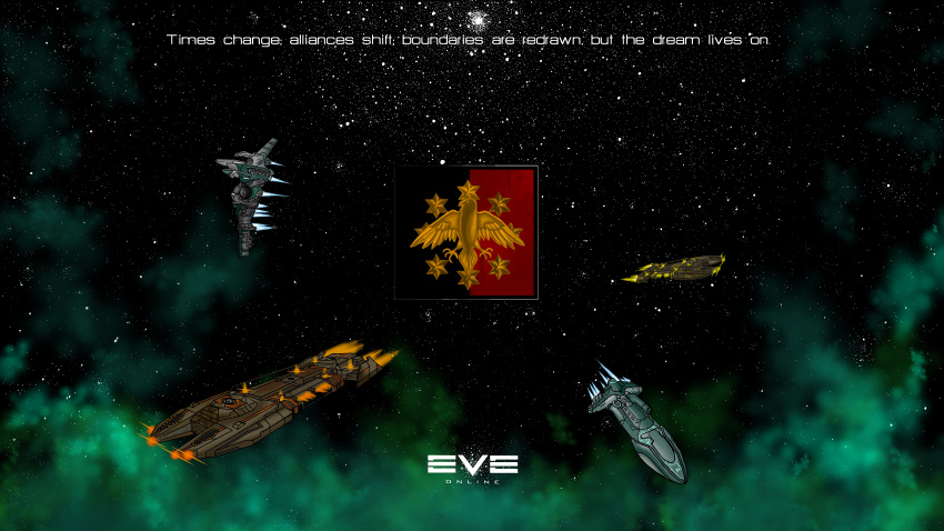 0mni42 absurdres barge_(eve_online) battlecruiser_(eve_online) clouds commentary copyright_logo copyright_name cruiser_(eve_online) english_commentary eve_online flying gallente_federation_(eve_online) highres logo military_vehicle myrmidon_(eve_online) nebula no_humans outdoors outer_ring_excavations_(eve_online) science_fiction space spacecraft star_(sky) starry_sky_background thrusters vehicle_focus