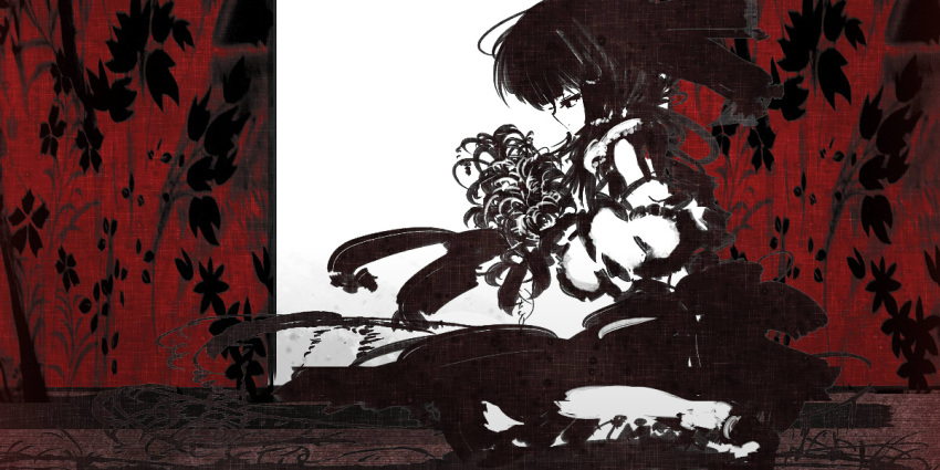 flower hakurei_reimu profile screen sitting touhou yoshioka_yoshiko zuta