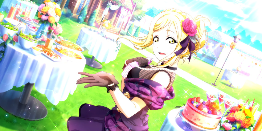 blonde_hair blush dress love_live! love_live!_school_idol_festival_all_stars ohara_mari short_hair smile yellow_eyes