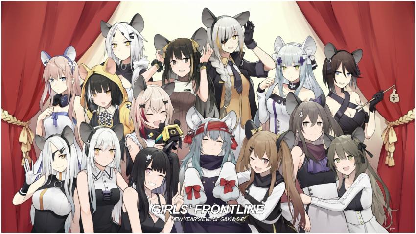 404_(girls_frontline) 6+girls alchemist_(girls_frontline) animal_ears anti-rain_(girls_frontline) architect_(girls_frontline) artist_request cat_ears cat_paws closed_eyes copyright_name english_text eyepatch fake_animal_ears g11_(girls_frontline) gager_(girls_frontline) girls_frontline happy_new_year hk416_(girls_frontline) hood hooded_jacket hunter_(girls_frontline) intruder_(girls_frontline) jacket m16a1_(girls_frontline)_(boss) m4_sopmod_ii_(girls_frontline) m4a1_(girls_frontline) multiple_girls new_year one_eye_closed paw_pose paws pose ro635_(dinergate) ro635_(girls_frontline) sangvis_ferri st_ar-15_(girls_frontline) ump40_(girls_frontline) ump45_(girls_frontline) ump9_(girls_frontline)